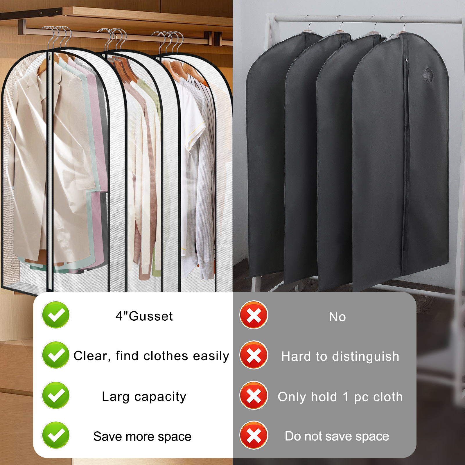 Aovky 40-Inch Garment Bag, 4-Pack photo 6