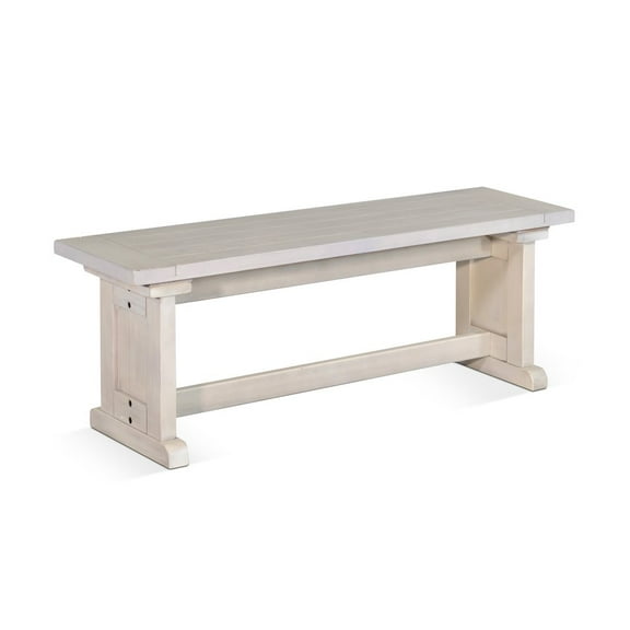Sunny Designs Bayside 48" Farmhouse Mahogany Wood Side Bench in Marble White