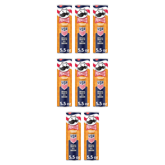 Pringles Cheddar Cheese Potato Crisps Chips, Lunch Snacks, 5.5 oz (Pack of 8)