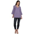 thumbnail image 4 of Moomaya Tunique en Coton à Manches Cloche pour Femmes Col en V Simple Top Schiffli d'Été, 4 of 7