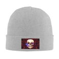 thumbnail image 2 of ZICANCN Aged Floral Skull Print Knit Beanie Hat, Winter Cap Soft Warm Classic Hats for Men Women, Gray, 2 of 8