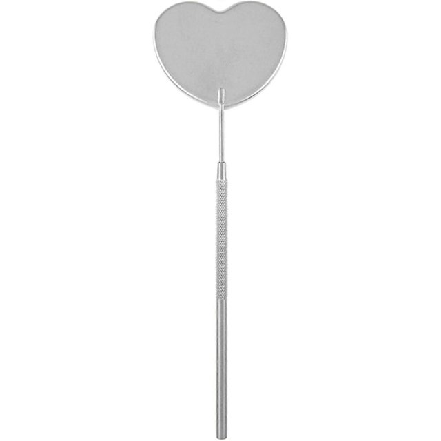 Heart Shape Eyelash Mirror, Detachable Long Handle Lash Extension Mirror for Women Girls, Argent