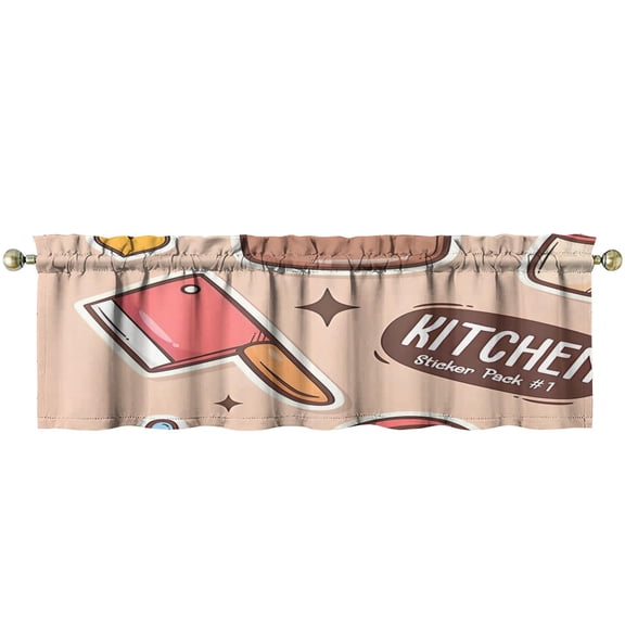 Kitchen Food Colorful Cooking Chef Kitchen Curtains 54x18 Inch Window Curtain over Sink Kitchen Curtains Set Small Short Tier for Bathroom Cafe Rod Pocket
