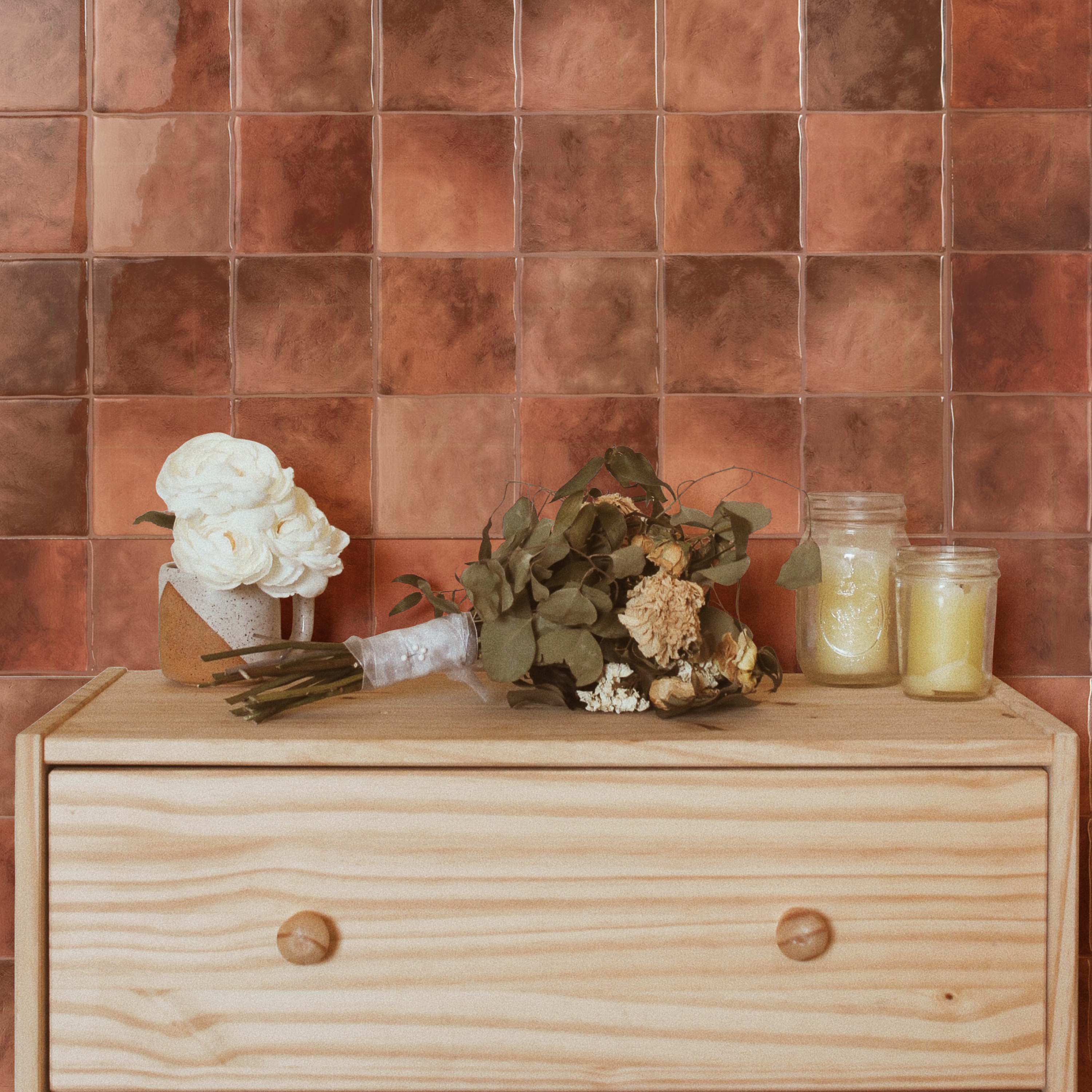 Smart Tiles Peel and Stick Backsplash, 5 Adhesive Tiles, Zellige Brown, 9"x9"