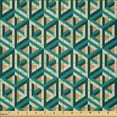 thumbnail image 2 of Ambesonne Geometric Fabric by the Yard Microfiber, Realistic Hexagonal Cube, 5 Yards, Petrol Blue Salmon and Teal, 2 of 2