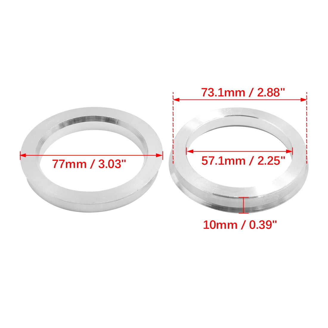 Unique Bargains 4pcs Car Hub Centric Rings Wheel Bore Center 73.1 to 57.1mm