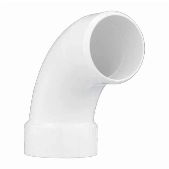 PVC 90 Degree Long Sweep Street Elbow, Spigot x Hub x Hub, 3 in Pipe Size 06063