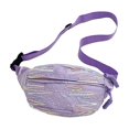 thumbnail image 3 of AZXY Sling Crossbody Bag, Purple Lightweight Fabric Fanny Pack with Adjustable Strap, Casual Embroidered Waist Bag for Travel Daily Use, 3 of 7