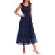 thumbnail image 1 of Vestido PRETTYGARDEN Midi de Tul sin Mangas con Fruncido Azul Marino M, 1 of 9