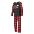 thumbnail image 4 of Elippeo Christmas Family Pajamas Matching Set Letter Santa Hat Print Long Sleeve Tops and Plaid Pants Sleepwear, 4 of 10