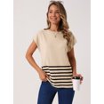 thumbnail image 4 of DARING DIVA Sleeveless Round Neck Striped Sweater Vest Cap Sleeve L Apricot, 4 of 7