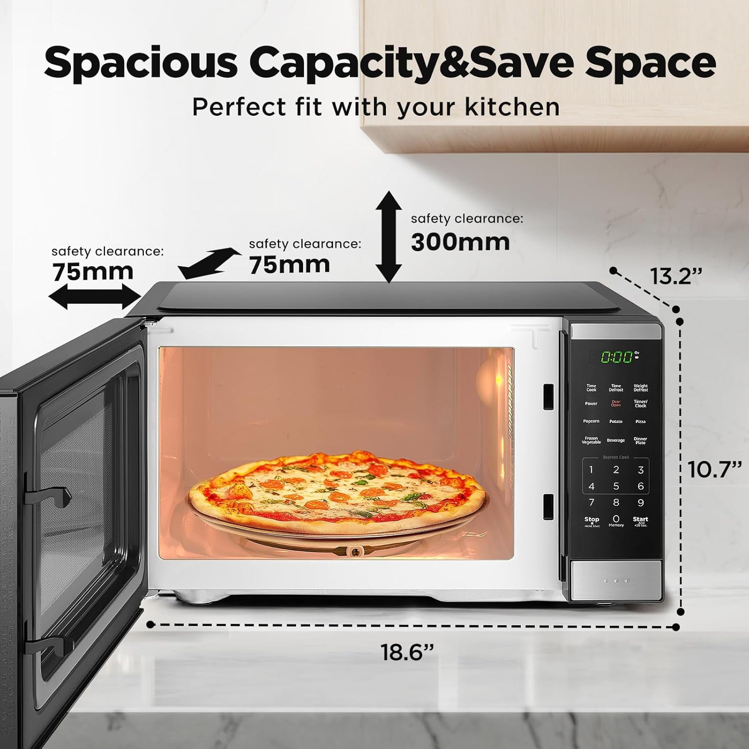 Open Box BLACK+DECKER 0.9 Cu Ft Microwave Oven Countertop , 6 Auto Menus, 10 Power Levels, Digital Panel, 900W