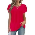 thumbnail image 5 of AherBiu Womens Short Petal Sleeve Tops Crossover V Neck Ruched Loose Summer Tunic Tops to Wear with Leggings, 5 of 5