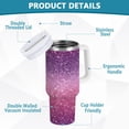 thumbnail image 4 of 40 oz Tumbler With Handle Stainless Steel Insulated Tumbler With Lid for Car Cup Holder Pink and Purple Glitter Pattern, 4 of 9