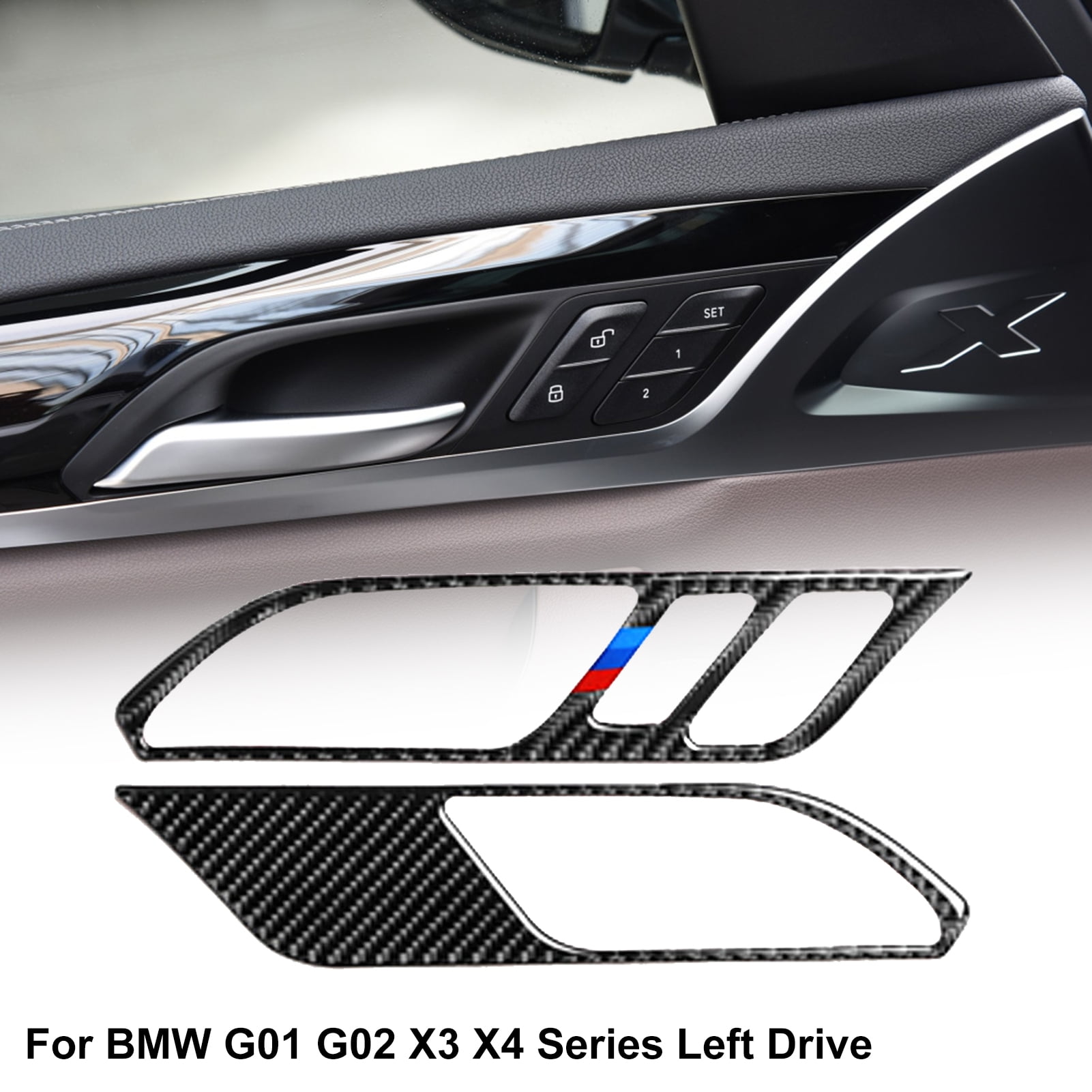 Carbon Fiber Inner Door Armrest Decor Cover Trim For BMW X3 G01 X4 G02 2018 2019