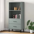 thumbnail image 4 of vidaXL Bookshelf Book Cabinet with 2 Drawers Storage Cabinet OSLO Solid Wood, 4 of 6