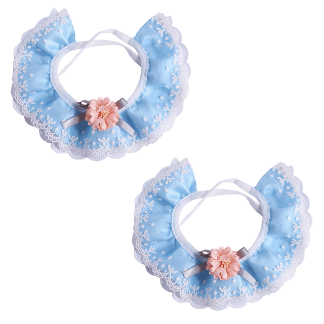 Collar para perro y gato, 2 uds., gota de agua, lazo de perla, babero de encaje para mascota, bufandas bonitas, Collar, correa para el cuello, suministros para disfraces de mascotas