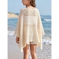 thumbnail image 5 of Landzoo Kids Boys Girls Tees Solid Color Loose Batwing Long Sleeve Boat Neck T Shirt Summer Open Crochet Knit Quick Dry Toddler Girls Shirt Size 9-10 Years Beige, 5 of 9