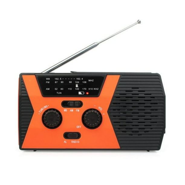 Radio de emergencia AM/FM y NOAA con manivela y linterna