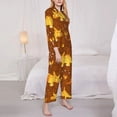 thumbnail image 4 of Kll Dinosaurs And Leaves Print Women'S Long Sleeve Pajamas With Pants Sleepwear Loungewear 2 Set-Large, 4 of 9