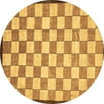 thumbnail image 1 of Ahgly Company Indoor Round Checkered Brown Modern Area Rugs, 5' Round, 1 of 4
