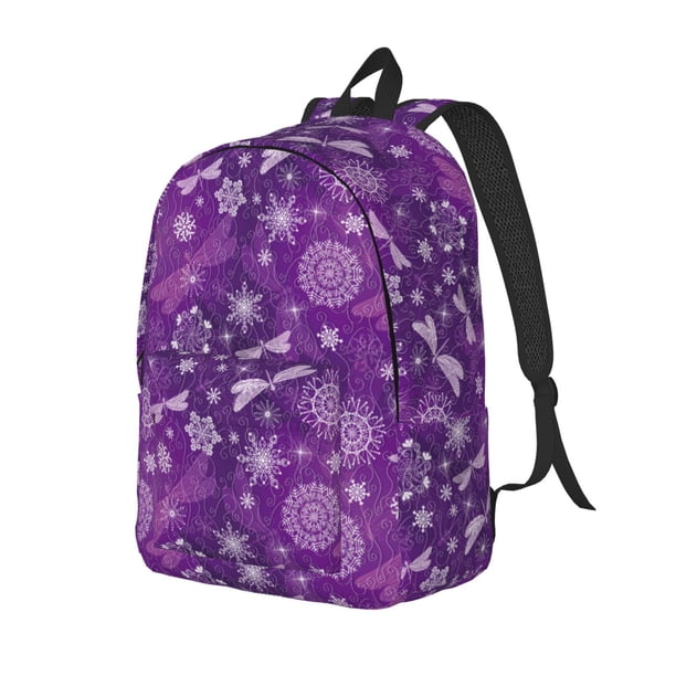 Easygdp Purple Snowflakes Mochila de Lona Resistente para Laptop, Compatible con Laptops de 15 a 17 pulgadas, Ideal para Escuela, Trabajo y Viajes-Small