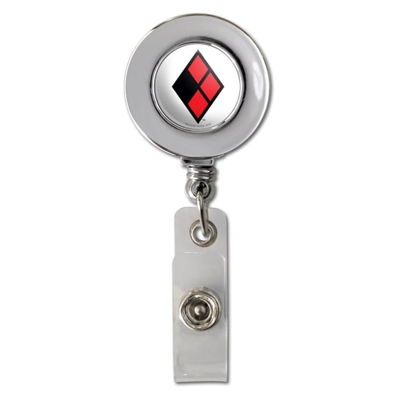 Harley Quinn Diamond Logo Retractable Reel Chrome Badge ID Card Holder Clip