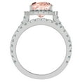 thumbnail image 3 of Pink Morganite Cushion Cut Halo Diamond Wedding Rings for Women 18K White Gold 3.30 CTW (G,VS1), 3 of 5