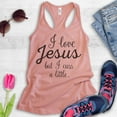 thumbnail image 2 of I Love Jesus But I Cuss A Little Tank Top, Ladies Racerback Tank Top, Cute Jesus Tank, Christian Tank, Desert Pink, Small, 2 of 3