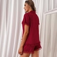 thumbnail image 2 of ebukurty Women's Lounge Sets 2-Piece Boutton-Up Red Pajamas Set Short Sleeve Soft Sleepwear, 2 of 6