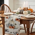 thumbnail image 3 of Fall Watercolor Pumpkin Table Runner, Autumn Thanksgiving Kitchen Dining Table Decoration for Home Party Decor 13x36 Inches, 3 of 9