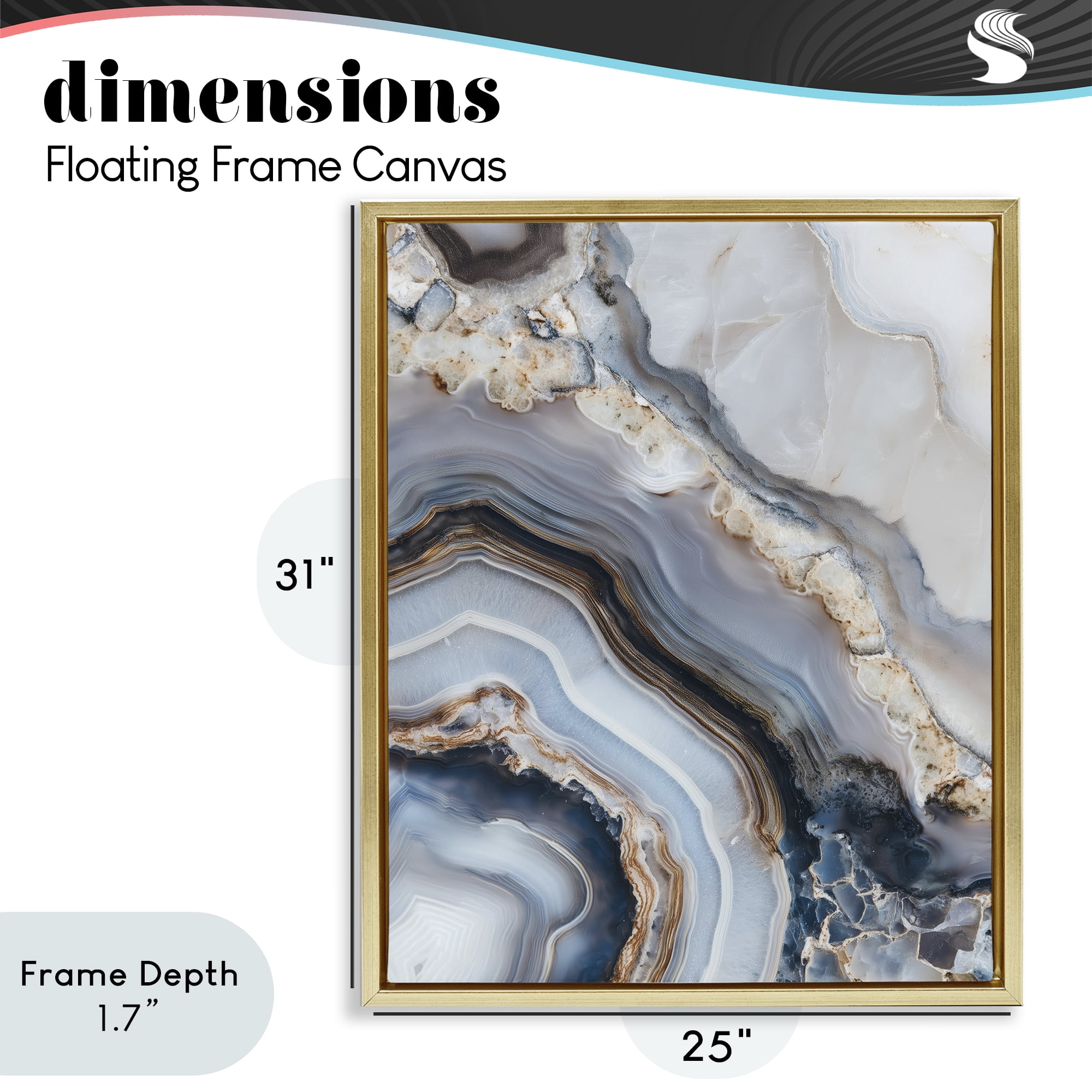 Stupell Industries Geode Gemstone Layers Gold Framed Floater Canvas Wall Art, design by Svetlana Aleynikova