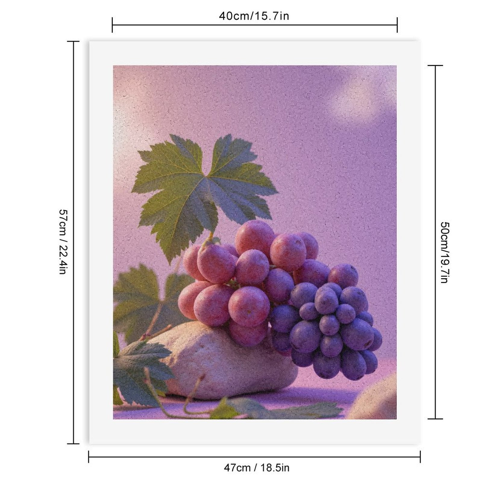 Paint by Numbers Kit for Adults, Pink Purple Grapes Leaf Rock Paint by Numbers, Easy Paint by Numbers Kit for Adults Beginner, DIY Adult Paint by Number Kits on Canvas, Home Decor