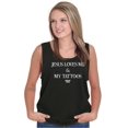 thumbnail image 3 of Jesus Love Me and My Tattoos Tank Top Tee Shirt Women Brisco Brands S, 3 of 6