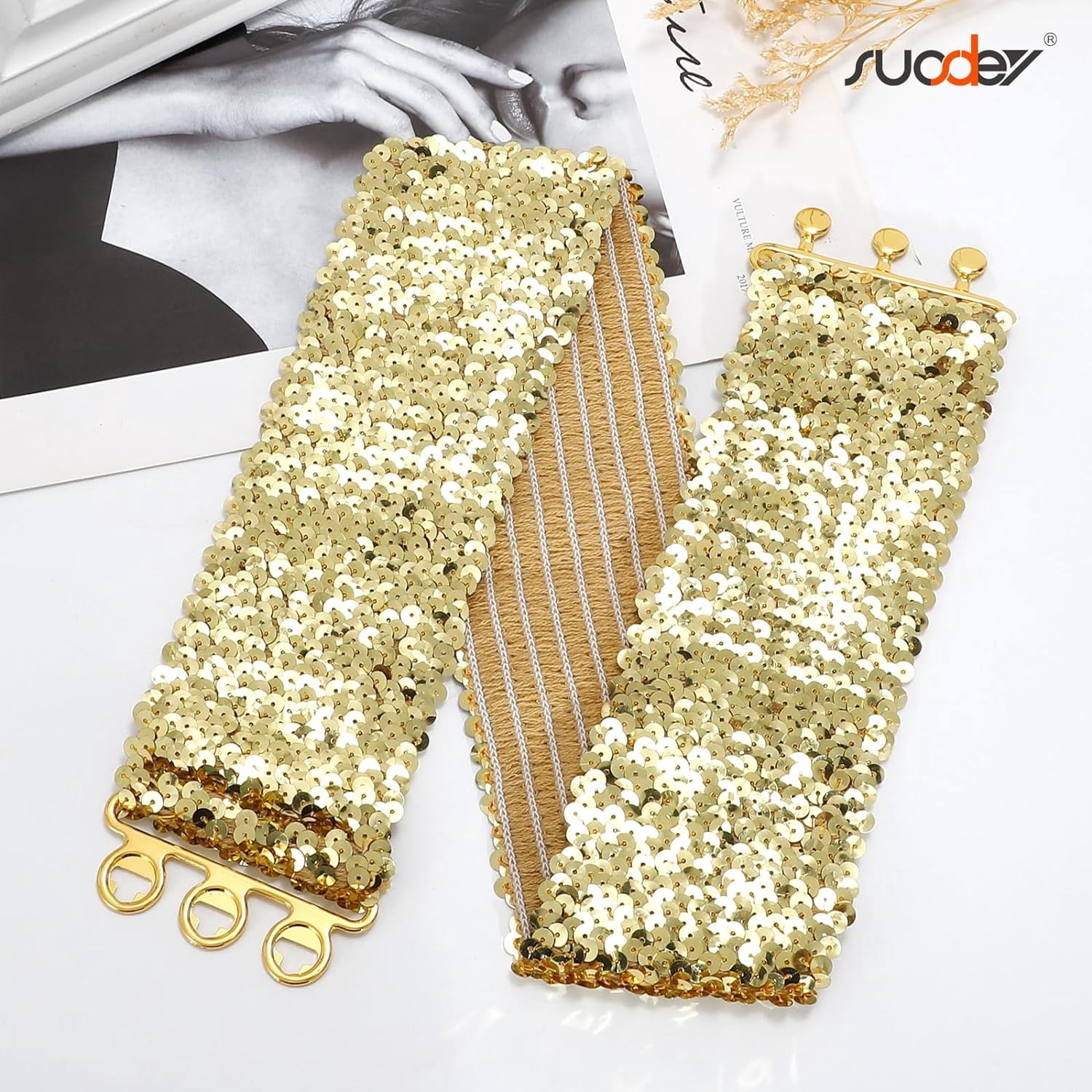Beaded‎ Belt  80s 90s Multi Strand Gold Brass Rock Disco GOLD BELT| Rebekajewelry main image 2