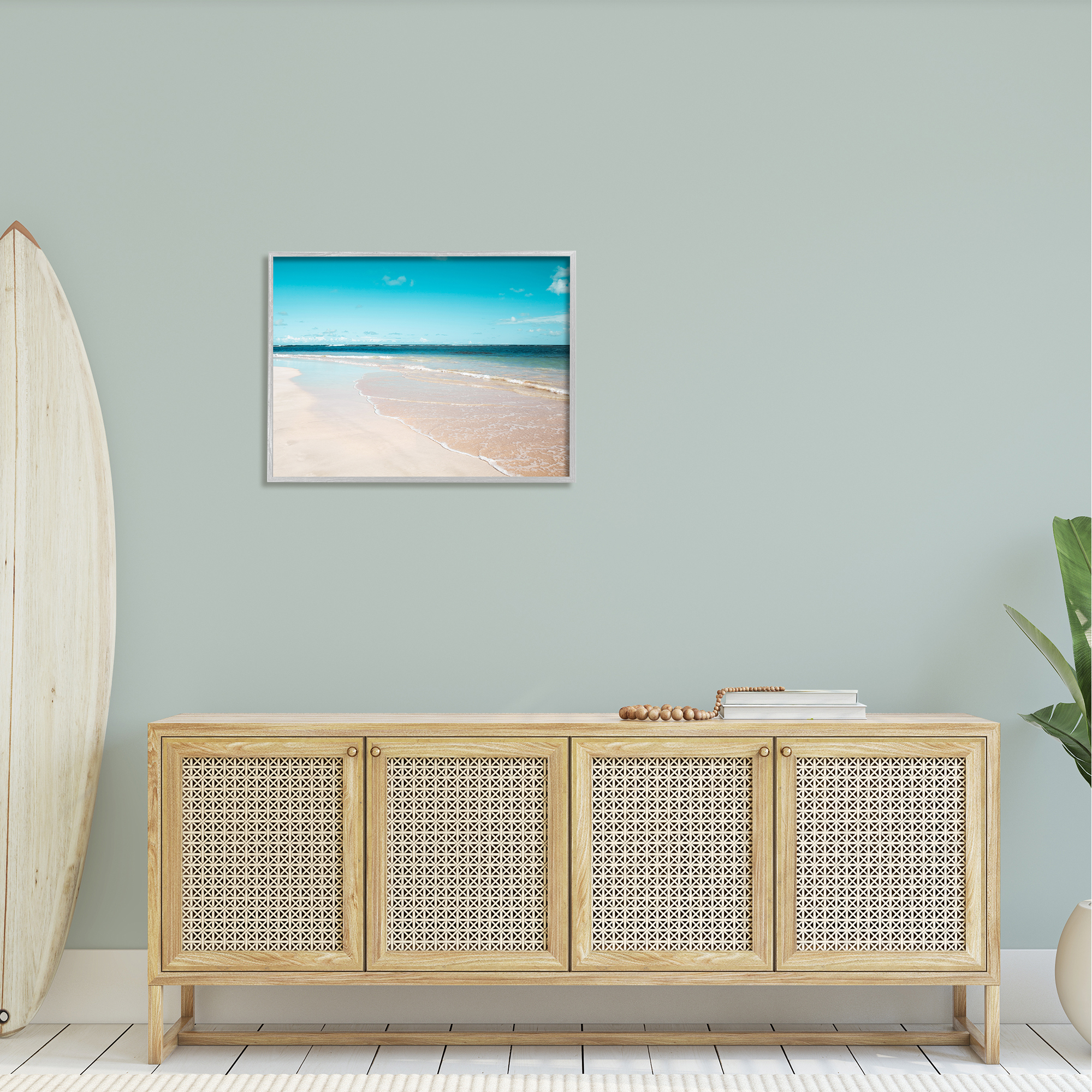 Stupell Industries Vivid Blue Panoramic Sky Sandy Beach Coast Photograph Gray Framed Art Print Wall Art, Design by Danita Delimont