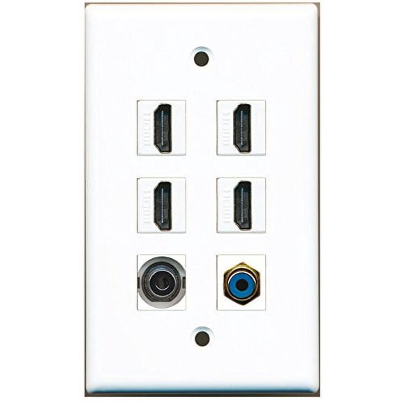 RiteAV - 4 HDMI 1 Port RCA Blue 1 Port 3.5mm Wall Plate