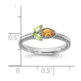 thumbnail image 5 of Sterling Silver Stackable Expressions Rhodium-plated Textured Citrine and Peridot Flower Ring, 5 of 7
