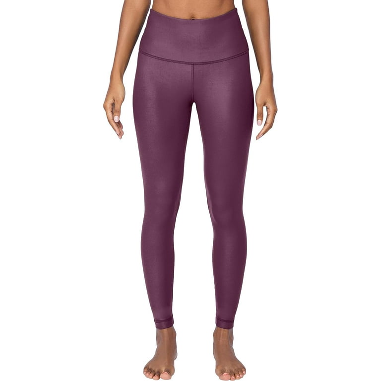 90 Degree By Reflex Women s High Waisted Tummy Control Squat Proof Faux Leather Pleather Ankle Leggings Potent Purple XL