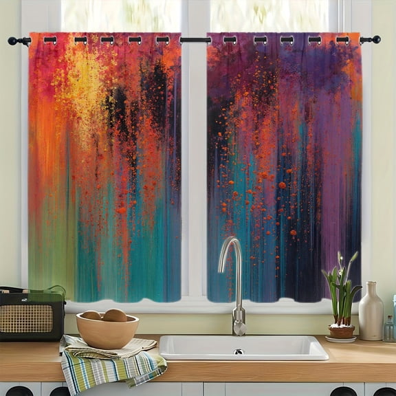 WNOOHIY Abstract Splatter Grommet Blackout Curtains, Thermal Insulated Noise‑Reducing Room Darkening Curtain Drapes for Bedroom Living Room, 2Pcs