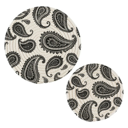 

Black Graffiti Boho Pot Holders Set Trivets Hot Pads Cotton Mats for Cooking