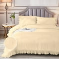 thumbnail image 3 of 1 Piece Luxury Vintage Ruffle Pattern Comforter By D.N.G. BEDDINGS Premium Super Soft, All Season, 800 Thread Count 100% Egyptian Cotton King/California King Size Ivory Color, 3 of 8