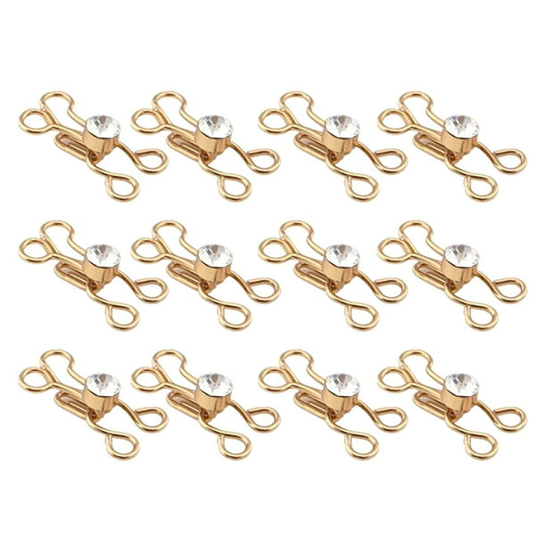 50 pares de ganchos de costura, ganchos de cuello prácticos de moda, hebillas de gancho de metal, hebilla de cierre de cuello con botón oculto para coser, manualidades doradas