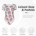thumbnail image 4 of Vsdgher Elephant Prinr Short Sleeve Body suit for Womens, Sexy Onesie One Piece Round Neck Bodysuit Shapewear Tummy Control-Large, 4 of 7