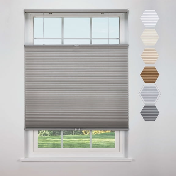 Linen Avenue Cordless Top Down Bottom Up Light Filtering Cellular Shade 36 W x 66 H Platinum