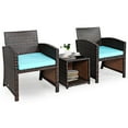 thumbnail image 4 of Costway Ensemble de 3 Pcs pour Patio en Rotin Osier, Coussins, Sofa, Table Basse, Turquoise, 4 of 9
