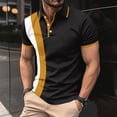 thumbnail image 2 of YDLCAFD Men's Casual Shirt with Printed Lapel Buttons On The Chest Business Color Matching Versatile T Shirt, 2 of 4