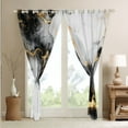 thumbnail image 3 of YST Black and Gold Curtains & Drapes Watercolor Marble Blackout Curtains, Abstract Marbling Curtains Stone Pattern Living Room Curtains, Mountain Fluid Foil Print Window Drapes, 3 of 5