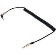 3.5MM (1/8") M-M Coiled Audio Cable Wire Headphone Aux Input Cable 6ft - Black