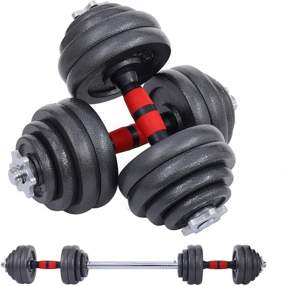 Adjustable Dumbbell Set, 22/33/44/66/105 Lbs Metal Barbell 2 in 1 Weight Pair, Anti-Slip Handle, All-Purpose, Home, Gym, Office, Fitness (Barbell 66LB or 32LB Dumbbell Pair)